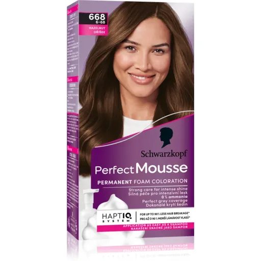 Schwarzkopf Perfect Mousse permanentní barva na vlasy odstín 668 Oříšek 1 ks