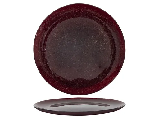HIT Skleněný dezertní talíř 21cm červený s glitry