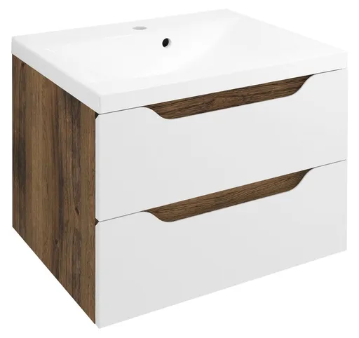 SAPHO WAVE umyvadlová skříňka 60x65x47,8cm, bílá/dub collingwood WA060-3019
