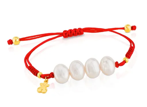 Tous Červený náramek s perlami Nudos 313031500