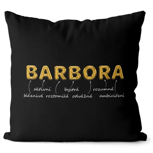 Polštář Ženská jména - GOLD (Velikost: 55 x 55 cm, Jméno: Barbora)