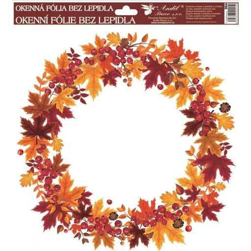 Okenní fólie 30 x 30 cm, podzimní věnce listí s rybízem