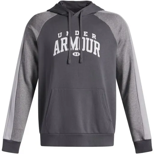 Under Armour RIVAL FLEECE COLORBLOCK Pánská mikina, tmavě šedá, velikost