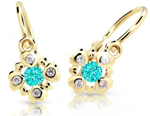 Cutie Jewellery Třpytivé dětské náušnice ze žlutého zlata C2253-10-X-1 světle zelená