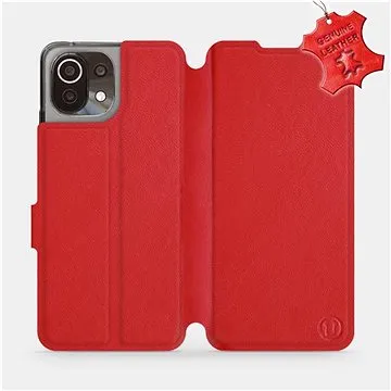 Kožené flip pouzdro na mobil Xiaomi Mi 11 Lite LTE / 5G - Červené -  Red Leather (5903516701254)