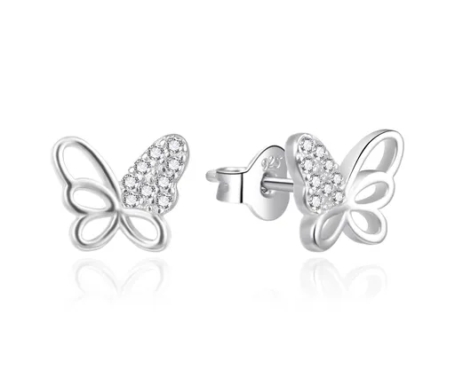 Agato Stříbrné motýlkové náušnice se zirkony AGT-E212PW