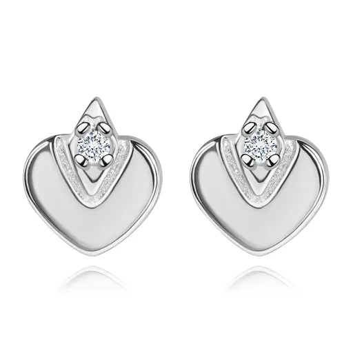 Zlaté náušnice ve tvaru srdce z bílého zlata s kubickými zirkony
