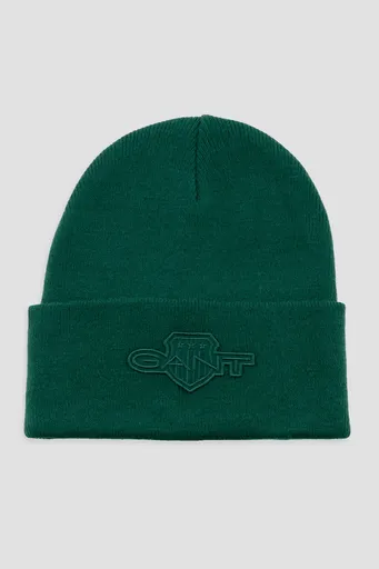 ČEPICE GANT TONAL SHIELD BADGE BEANIE TARTAN GREEN