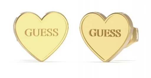 Guess Slušivé pozlacené náušnice Srdce JUBE02171JWYGT/U