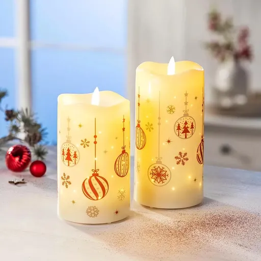 LED voskové svíčky Vánoční čas, sada 2 ks