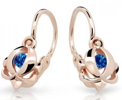 Cutie Jewellery Dětské náušnice z růžového zlata C2218-10-X-4 modrá