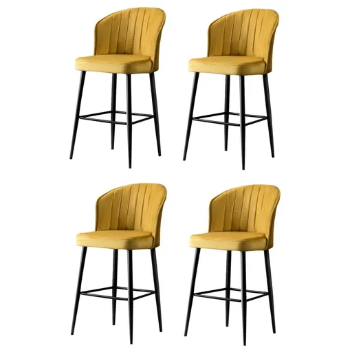 Sada barových židlí Rubi Yellow and Black, 4 ks, 4 ks
