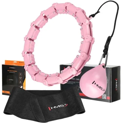 HMS SET HHW02 + BR163 Sada masážní obruče se závažím a zeštíhlujícího pásu, růžová, velikost