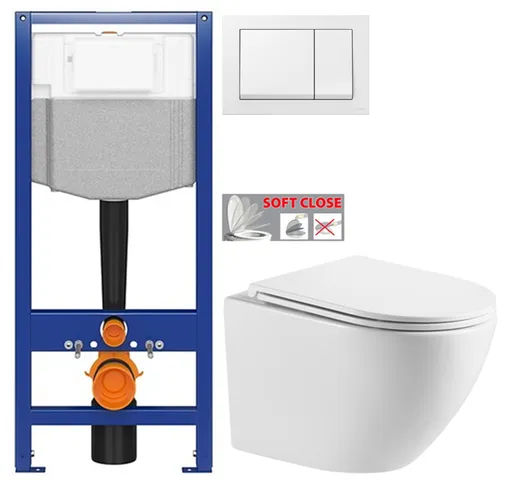 CERSANIT předstěnový instalační systém s bílym tlačítkem K97-516 + WC INVENA LIMNOS WITH SOFT, včetně soft/close sedátka K97-526 516 LI1