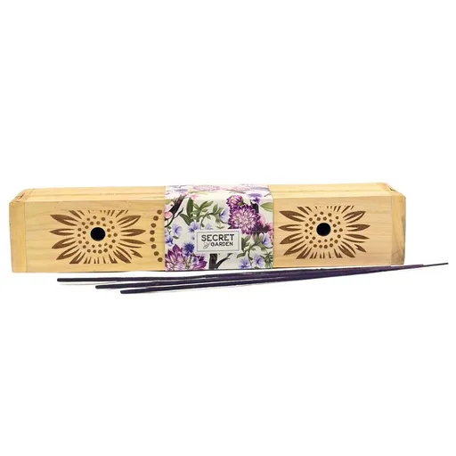 Arome  Secret garden dřevěná krabička s vonnými tyčinkami Purple Haze, 10 tyčinek
