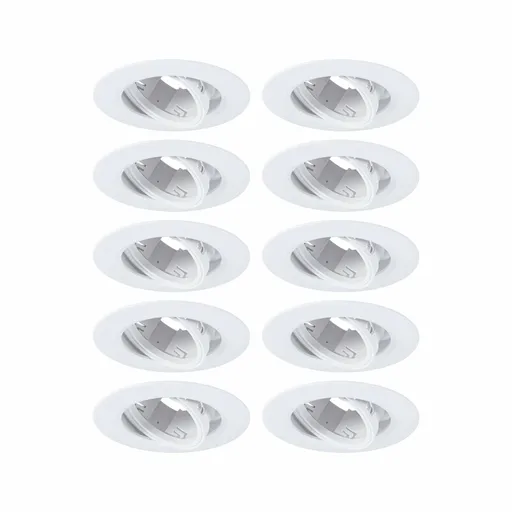 PAULMANN Vestavné svítidlo 10ks-sada výklopné kruhové 90mm 30° GU10 max. 10x10W 230V bílá