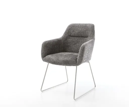 Jídelní židle Pejo-Flex bouclé šedá tenká podnož z nerezové