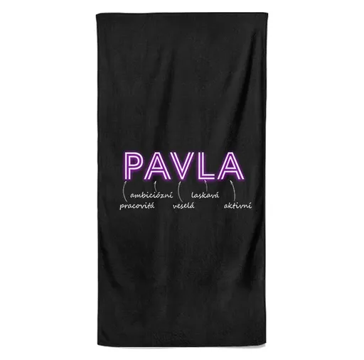 Osuška Ženská jména – NEON (Jméno: Pavla, Velikost osušky: 70x140cm)