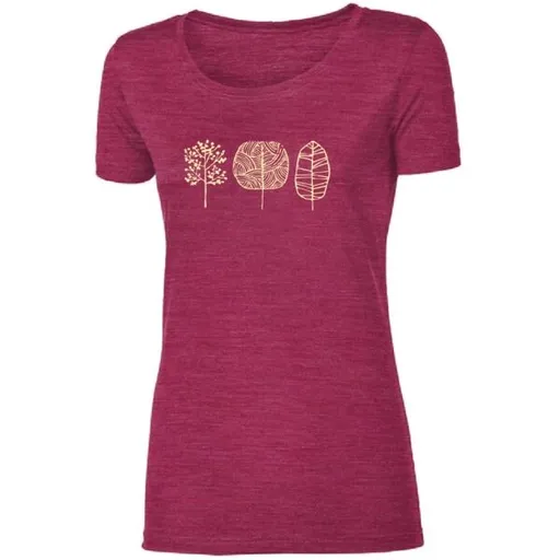 PROGRESS VINKA TREES Dámské merino triko, vínová, velikost