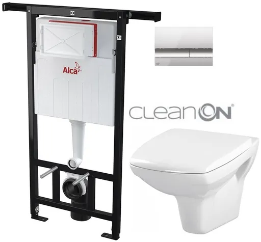 Předstěnový instalační systém s chromovým tlačítkem M1721 + WC CERSANIT CLEANON CARINA  + SEDÁTKO AM102/1120 M1721 CA1