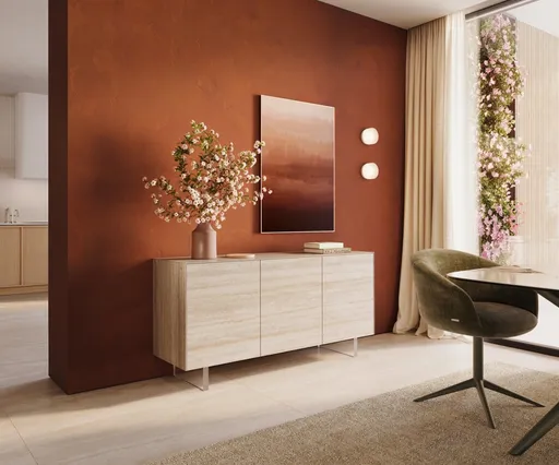 Komoda Cuor 150 cm keramika Laminam® Travertino Bianco krémově