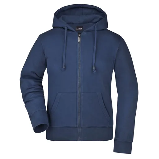 James & Nicholson (Daiber) Dámská mikina na zip s kapucí JN053 - Tmavě modrá | L