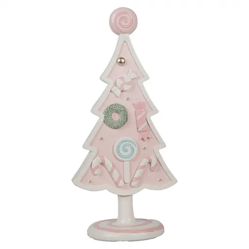 Pastelově růžová dekorace vánoční stromek Christmas Tree Pastello - 12*9*25 cm Clayre & Eef