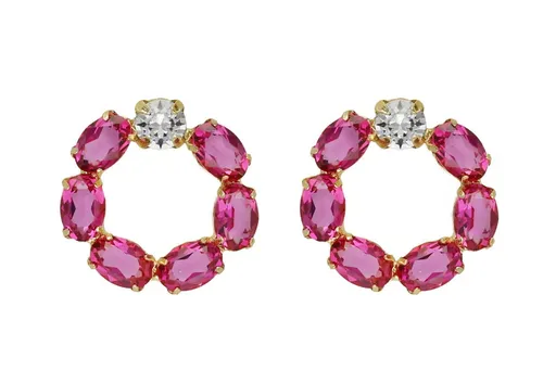 Victoria Cruz Oslnivé náušnice s fuchsiovými krystaly Harmony A4688-21DT