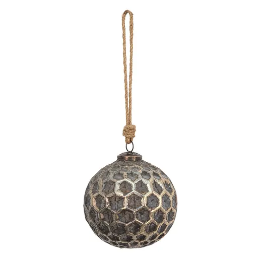 Měděná antik skleněná ozdoba Hexagon Copper L - Ø 12*12 cm Clayre & Eef