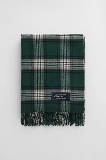 DEKA GANT EXTRA FINE MERINO WOOL THROW 130x180 TARTAN GREEN