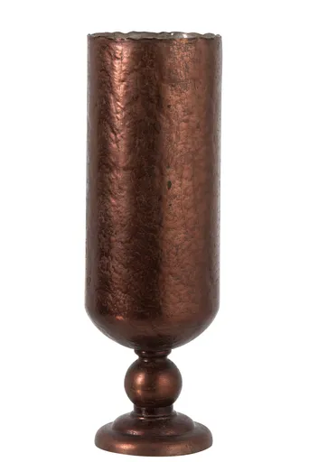 Měděná antik skleněná váza na noze Viose Rustic - Ø18*54 cm J-Line by Jolipa