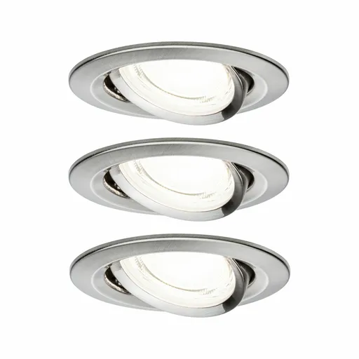 PAULMANN LED vestavné svítidlo Nova Coin 3ks sada kruhové 84mm 50° 3x2,8W 230V 4000K kov kartáčovaný