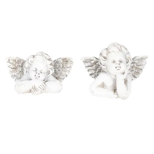 2 ks bílo šedý dekorativní andělíček - 13*8*10 cm Clayre & Eef