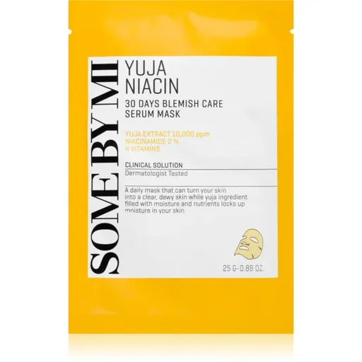 Some By Mi Yuja Niacin Blemish Care Serum Mask rozjasňující plátýnková maska pro mastnou a problematickou pleť 25 g
