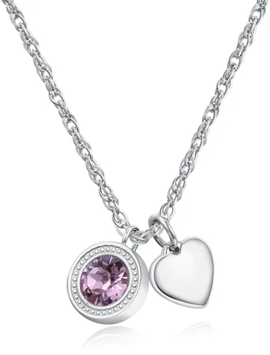 S'Agapõ Ocelový náhrdelník s krystalem a srdíčkem Lucky Light SKT01