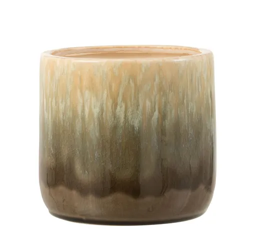 Béžovo - hnědý obal na květináč Elise - Ø17*16 cm J-Line by Jolipa