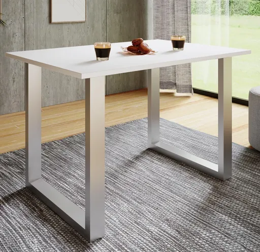 VCM Jídelní stůl Xona 140x50 U-nohy, bílý