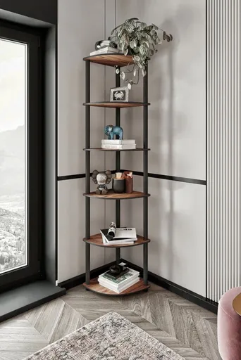 Knihovna Bookcase 6 Corner - Walnut