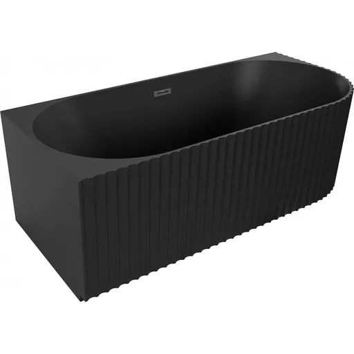 MEXEN/S Gia volně stojící rohová vana reliéf levá 170 x 80, černá mat, sifon a přepad černá 52701708071L-70