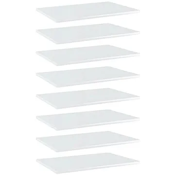 Přídavné police 8 ks bílé vysoký lesk 60x40x1,5 cm dřevotříska 805261