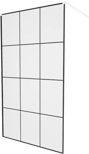 MEXEN/S KIOTO samostatně stojící sprchová zástěna 110 x 200, transparent/černý vzor 8 mm, bílá 800-110-002-20-77