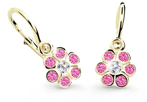 Cutie Jewellery Zlaté dětské náušnice C1737-10-X-1 fuchsiová