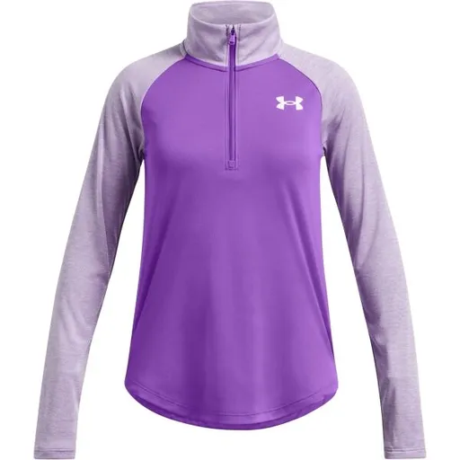 Under Armour TECH GRAPHIC 1/2 ZIP Dívčí tričko s dlouhým rukávem, fialová, velikost L