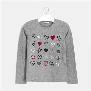 MAYORAL dívčí tričko DR šedé se srdíčky - 157 cm (327484)