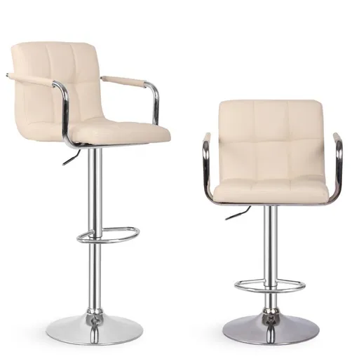 MIADOMODO Barová židle 2ks, s područkami, béžová