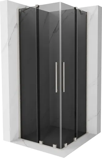 MEXEN/S Velar Duo sprchový kout, posuvné dveře 80 x 80, grafit, nikl kartáčovaný 871-080-080-42-97