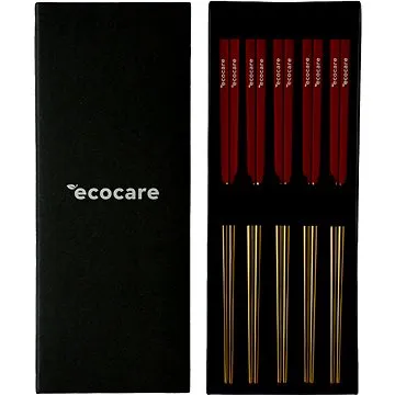 ECOCARE Kovové Sushi Hůlky Box Gold-Red 10 ks (0750122452071)