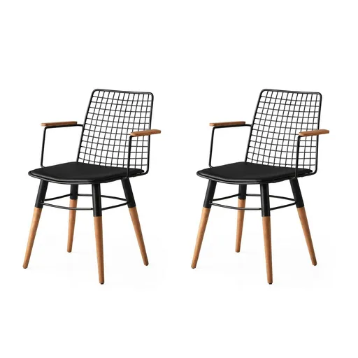 Sada jídelních židlí Trend Black and Walnut, 2 ks