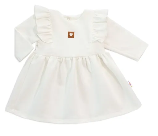 Baby Nellys Dětské teplákové šaty, tunika Vintage Love - krémové, vel. 68