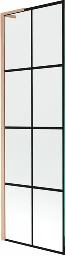 MEXEN/S Next L vanová zástěna FIX 60 x 150, černá vzor,  měď kartáčovaná 895-060-000-03-77-65